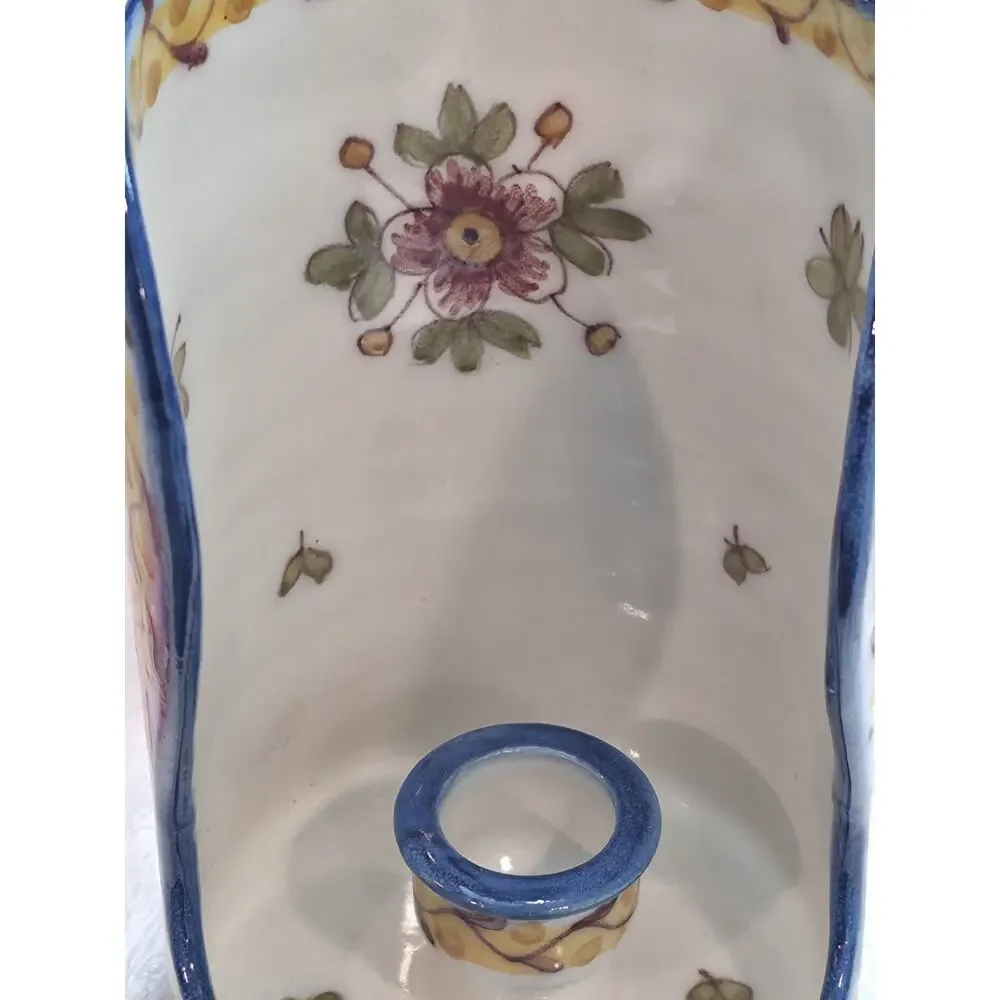 Vintage Casa Sanna Lisboa Portugal 1973 Hand Painted Pottery Chamberstick Holder